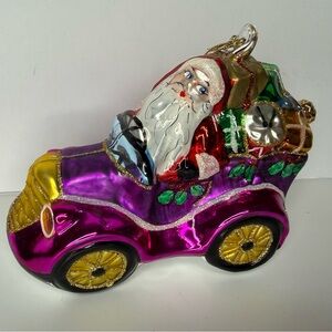 VTG Christopher Radko COMIN TO TOWN Santa Pink Car Christmas Ornament 97-368-0
